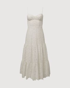 Classic White Eyelet Midi Dress, Rachel Parcell, Tier Skirt, Tiered Skirt, Classic White, Adjustable Straps, Inside Out, Bleach, Midi Dress