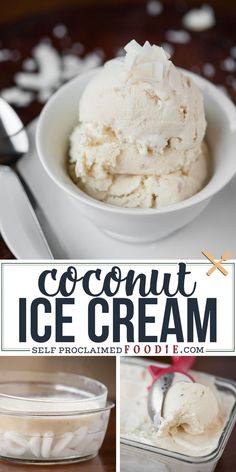 coconut ice cream collage with text overlay