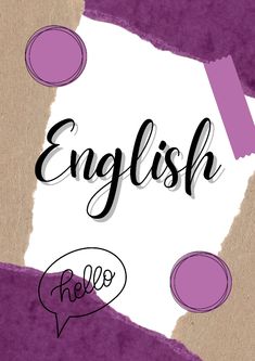 the words ingles are written in black ink on a purple and white background with circles