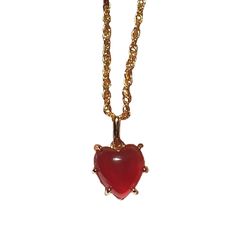 This fab dainty heart garnet necklace is on an 18" gold chain with a funky claw clasping the stone design! So cute layered with other VM bling too. Great everyday necklace! Great for anniversary/bday/valentine gift! Ruby Heart Charm Pendant Necklace, Ruby Heart Charm Necklace, Heart-shaped Ruby Necklace For Gift, Gold Plated Heart Necklace For Party, Dainty Necklaces With Lobster Clasp For Valentine's Day, Dainty Necklace With Lobster Clasp For Valentine's Day, Heart Cut Jewelry With Lobster Clasp For Gift, Vintage Gemstone Heart Pendant Necklace, Heart-shaped Necklace With Lobster Clasp For Party