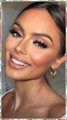 Wedding Makeup For Brown Eyes - Settle up here - You will buy everything you need there. Click to visit today! Debs Makeup Natural, 2023 Bridesmaid Makeup, Ty Ball Makeup, Bridal Make Up Glowy, 2023 Prom Makeup, 2023 Wedding Makeup, Grad Make Up, Neutral Glam Makeup Brown Eyes, Bride Wedding Makeup Natural