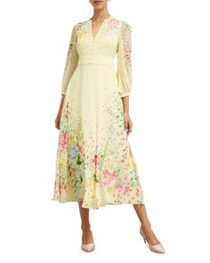 Hobbs London Emma Silk Dress Hobbs London, Silk Floral Dress, London Dresses, British Fashion, Silk Midi Dress, Dress Yellow, Dress Shapes, Petite Dresses, Skirts For Sale