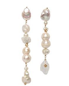 Elegant Multi-stone Drop Jewelry, Luxury Drop Jewelry With High Luster, Luxury High Luster Drop Jewelry, White Long Drop Luxury Jewelry, Raw Pearl Earrings, Luxury High Luster Dangle Jewelry, Luxury Long Drop Pearl Drop Jewelry, Elegant Long Drop Multi-stone Jewelry, Elegant Multi-stone Long Drop Jewelry