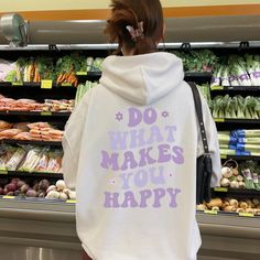 Do What Makes You Happy. If you love the vibe and aesthetic of oversized hoodies then this trendy sweatshirt is just what you are looking for. ✦ Gildan brand ✦ Unisex Adult Sizing ✦ 50% Cotton/50% Polyester ✦ DTG (Direct To Garment) printing where the ink is printed directly into the fabric. ✦ Mockups are used for demonstration purposes only. The design is printed directly on the garment and the final product may vary slightly in color and placement (due to handmade printing and differences in lighting on monitors/mobile screens). ~SIZING~ ✦ Please reference the sizing chart listed in the photos before purchasing. This hoodie is not oversized. If you want an oversized fit, please order 1-2 sizes up. ✦ Measure your favorite sweatshirt armpit to armpit and top to bottom and compare it with t Preppy Hoodie, Happy Hoodie, Santas Favorite Ho, Sweatshirt Aesthetic, Brown Sweatshirt, Hoodie Aesthetic, Oversized Hoodies, Sweatshirt Oversized, Vsco Girl