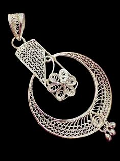 Pure 925 silver pendant with intricate filigree handwork. This look is a combination of modern yet traditional design. Handmade pendant is one of a kind wedding jewelry Traditional White Filigree Necklace, Silver Filigree Pendant Jewelry, White Filigree Round Pendant Jewelry, Traditional Filigree Flower Pendant Jewelry, White Gold Pendant Jewelry With Intricate Design, Traditional Handmade White Gold Jewelry, Traditional Oval Filigree Pendant Jewelry, Sterling Silver Jewelry With Filigree In Silver, Traditional Sterling Silver Jewelry With Large Pendant