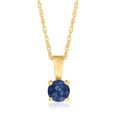 Ross-Simons - .28 Carat Sapphire Pendant Necklace in 14kt Yellow Gold. 16". RS Pure. Modern designs that complete your outfit and complement your personality. Create unique tiers with this dainty necklace. Crafted in polished 14kt yellow gold, the .28 carat sapphire pendant suspends from a simple rope chain. Springring clasp, sapphire pendant necklace. Sapphire birthstones are the perfect gift for September birthdays. Sapphire Pendant Necklace, Necklace Sapphire, Sapphire Birthstone, Sapphire Necklace Pendants, Gold Sign, Sapphire Pendant, Fine Jewellery Necklace, Dainty Necklace, Rope Chain