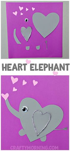 an elephant made out of paper with hearts and the words heart elephant written on it