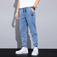 Cargo Jeans Men, Text Embroidery, Denim Jogger Pants, Mens Work Pants, Elastic Waist Jeans, Y2k Men, Carhartt Pants, Outfit Shop, Dickies Pants