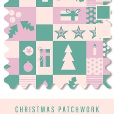 a christmas patchwork pattern with pink and green