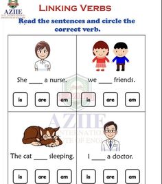 the worksheet for linking verbs with pictures and words to help students learn how to