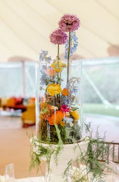 a vase filled with flowers on top of a table