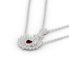 Celebrate your life with this necklace. Crafted in sterling silver, the necklace shows a red heart wrapped by angel's wing. The pendant features a arrow getting the heart, which means love from your lover. This meaningful necklace expresses your love. Treat yourself or surprise her with this meaningful piece. It's a best gift of love for mom, wife, children or yourself. Never miss it!Carat Weight: 0.5 ctStone Size: 5*5 mmStone Type: Jeulia® StoneNumber of Stones: 1 Stone Shape: HeartStone Color: Red Sterling Silver Necklace With Heart Pendant, Arrow Heart, Meaningful Necklace, White Necklace, Lovely Necklace, Heart With Arrow, Necklace Online, Stone Heart, Anniversary Sale