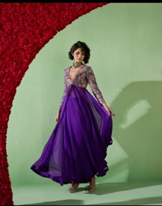 Purple Anarkali, Happy Dresses, Silk Pant, Embroidered Anarkali, Casual Indian Fashion, Desi Fashion Casual