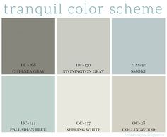 the color scheme for tranquill color scheme, including grays and blue tones