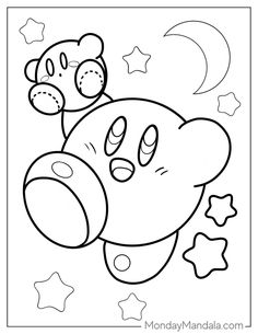 an animal with stars and moon in the background coloring page for kids to print out