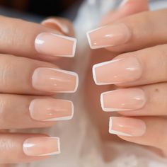 Summer French Nails, Full Nail Tips, Natural Fake Nails, Faded Nails, French Nail Art, Fake Nails With Glue, Nail Length