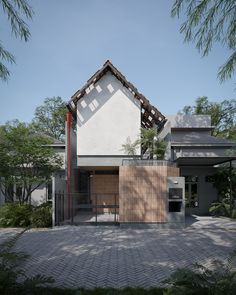 a modern house with an open courtyard