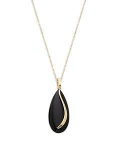 Bloomingdale's Fine Collection 14K Yellow Gold Onyx Almond Pendant Necklace, 18 - Exclusive Elegant Black Necklace With Polished Finish, Black Teardrop Pendant Jewelry For Formal Occasion, Luxury Black Oval Necklaces, Elegant 14k Gold Necklace With Black Enamel, Elegant Onyx Teardrop Necklaces, Black Teardrop Pendant For Formal Occasions, Formal Black Teardrop Pendant Necklace, Elegant Onyx Teardrop Necklace, Elegant Yellow Gold Onyx Necklaces