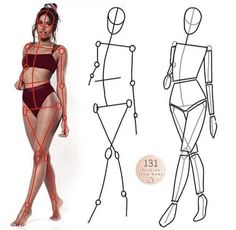 a woman in a bodysuit with lines drawn on it and an image of a mannequin's torso