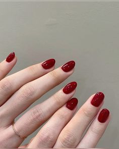 Wine Red Nail Polish, Short Wine Nails, Wine Red Gel Nails, Short Red Gel Nails, Crimson Red Nails, French Style Nails, Red Short Nails, Red Wine Nails, Wine Red Nails