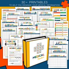 the medical binder is full of medical information for kids and adults to print out