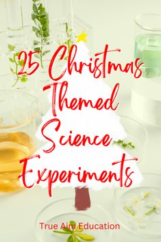 christmas themed science experiments with text overlay