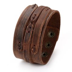 PRICES MAY VARY. High Quality:This cuff bracelet made from premium grade genuine leather, exquisite and breathable texture, comfortable bangle cuff bracelet to wear. Size Information: This Leather bracelet length is 9 inch (23 cm), width 1.6 inch (4 cm) and come with three adjustable buttons. Good Match: This bracelet is suitable for teens and women,costume accessories,provide a variety of different collocation,match with suitable apparel for different occasion, make you charming. Great Gift Choice: This leather bracelet is nice gift for mother,sister,girlfriend, lovers, father, friends, on Christmas, Birthday, Anniversary, Father’s Day, Valentine''s Day, and so on. 100% Satisfaction: This bracelet has good quality and 24-hour on-line service. If you have any questions please do not hesita Punk Braids, Gothic Viking, Unisex Earrings, Trend Jewelry, Genuine Leather Bracelet, Leather Cuff Bracelet, Mens Leather Bracelet, Leather Cuffs Bracelet, Leather Weaving