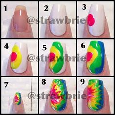 Do It Yourself Nails, Nailart Tutorial, Rainbow Nail Art, Unghie Nail Art, Rainbow Nail, Tie Dye Nails, Pedicure Designs, Colorful Nails, Cool Nails