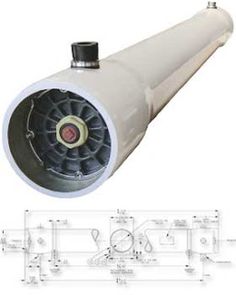 an image of a white exhaust pipe with black piping on the side and blueprint