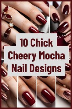 #Nails #NailArt #DecentNailArt #ElegantNailDesigns #NailsForWinter #NailDesigns #StunningNails #shortNailIdeas #WinterNailsidea #NailDesign #WinterNailDesign Cherry Mocha Nails, Mocha Nails, Christmas Mani, Meaningful Symbol Tattoos, Cherry Mocha, Nail Decor, Christmas Manicure, Painted Nails