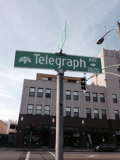 a street sign on the corner of telegraph ave