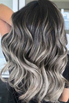 Fall Balayage Cool Tone, Fall Hair Colors Ash Brown, Grey Toned Balayage, Black Hair With Ash Blonde Balayage, Brown Icy Blonde Balayage, Ashy Brown To Blonde Balayage, Fall Ash Blonde Balayage, Highlights Brown Hair Platinum Blonde, Black Hair Platinum Balayage