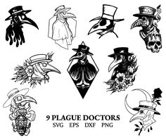 9 plague doctors svg designs