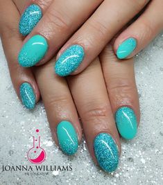 Aqua Blue Glitter Nails, Turquoise Ombré Nails, Aqua Blue Nails Turquoise, Aqua Dip Nails, Summer Nails 2023 Teal, Tirkiz Nails, Gel Nails Turquoise