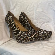 Cheetah Print. Great For Dressing Up. 5 Inch Heel. New Without Tags. Leopard Print Platform High Heels, Leopard Print Synthetic Heels With Round Toe, Cheetah Heels, Cheetah Print Heels, Candies Shoes, Dressing Up, 5 Inch Heels, Cheetah Print, Shoes Women Heels