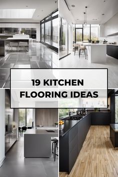 19 modern kitchen flooring ideas displayed, featuring tile, wood, and laminate options. Kitchen Floors Ideas, Linoleum Flooring Kitchen, Kitchen Flooring Ideas Vinyl, Best Kitchen Flooring, Kitchen Floor Ideas, Flooring Ideas Vinyl, Kitchen Floor Tile Design, White Kitchen Floor, Modern Kitchen Flooring