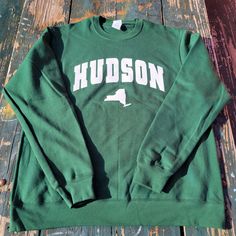 Hudson New York Crewneck Sweatshirt ,Green Catskill Mountain crewneck sweatshirt, Green Upstate NY sweatshirt New York Crewneck, Hudson New York, Catskill Mountains, Upstate Ny, New York Fashion, Crewneck Sweatshirt, Sweat Shirt, New York City, Gender Neutral