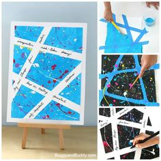 an art project for kids to do with construction paper and glue on the canvass