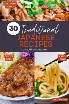 A collage of traditional Japanese recipes including takikomi gohan, ginger pork and udon noodle soup Traditional Japanese Recipes, Japanese Home Cooking, Nyc Dinner, Food Ramen, Asian Dinner, Foodie Breakfast, Healthy Asian, Japanese Dinner, Food Japanese