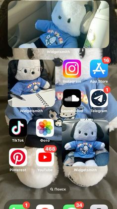 an iphone photo collage with several different pictures on it, including teddy bears and other app icons