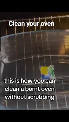 an oven with the words clean your oven on it's front and back side