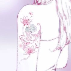 the back of a woman's shoulder with flowers and leaves painted on her arm