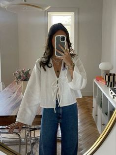 #spring #springtime #springweddingguestdress #spring2024 #springoutfitsforwomen #springoutfitscasual #summer #summeroutfitideas #outfits #outfitoftheday #outfitstyle #inspofashion #springintofashion #outfitinsposummer spring inspo spring outfit summer outfit Summer Outfit With Sleeves, Shirt That Ties In The Back, Outfit For Summer 2024, Bow Tie Tops Blouses, Outfit Inspired Spring, 2024 Spring Summer Outfits, Womens Simple Outfits, Top On Shirt Outfit, Cute Spring Dresses Casual