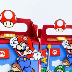 two boxes with mario and luigi on them