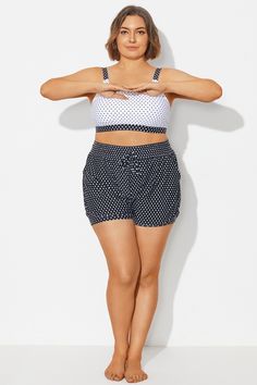 White Polka Dots Mid Waist Women Shorts Casual Polka Dot Beach Bottoms, Look Shorts, Women Shorts, Shorts With Pockets, White Polka Dot, New Day, The White, Polka Dots, Dots