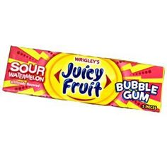 juicy fruit bubble gum bar on a white background