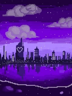 Purple pixel art night city heart, beach, buildings. Retro Phone Wallpaper Aesthetic, Purple Gamer Aesthetic Wallpaper, Purple Aesthetic Pixel, Purple Pixel Wallpaper, Purple Pixel Aesthetic, 8 Bit Aesthetic, 8 Bit Wallpaper, 8bit Aesthetic, 16 Bit Pixel Art