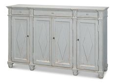 Blue Diamond Farmhouse Sideboard - Belle Escape House Utensils, French Country Sideboard, Country Sideboard, Farmhouse Sideboard Buffet, Blue Sideboards, Farmhouse Style Furniture, Farmhouse Sideboard, Removable Shelves, Diamond Wall