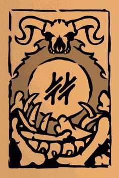 a drawing of a skull with the letter k in it's center surrounded by flames