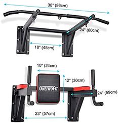 two different views of the onetowit squat station with measurements for each side and top